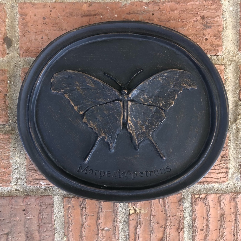 House Parts 3D Butterfly Oval Wall Plaque In Antique Bronze